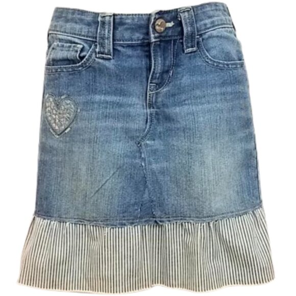 OLD NAVY Refashioned Upcycled Denim Blue Jean Skirt Girl's Size 7 - Picture 4 of 7